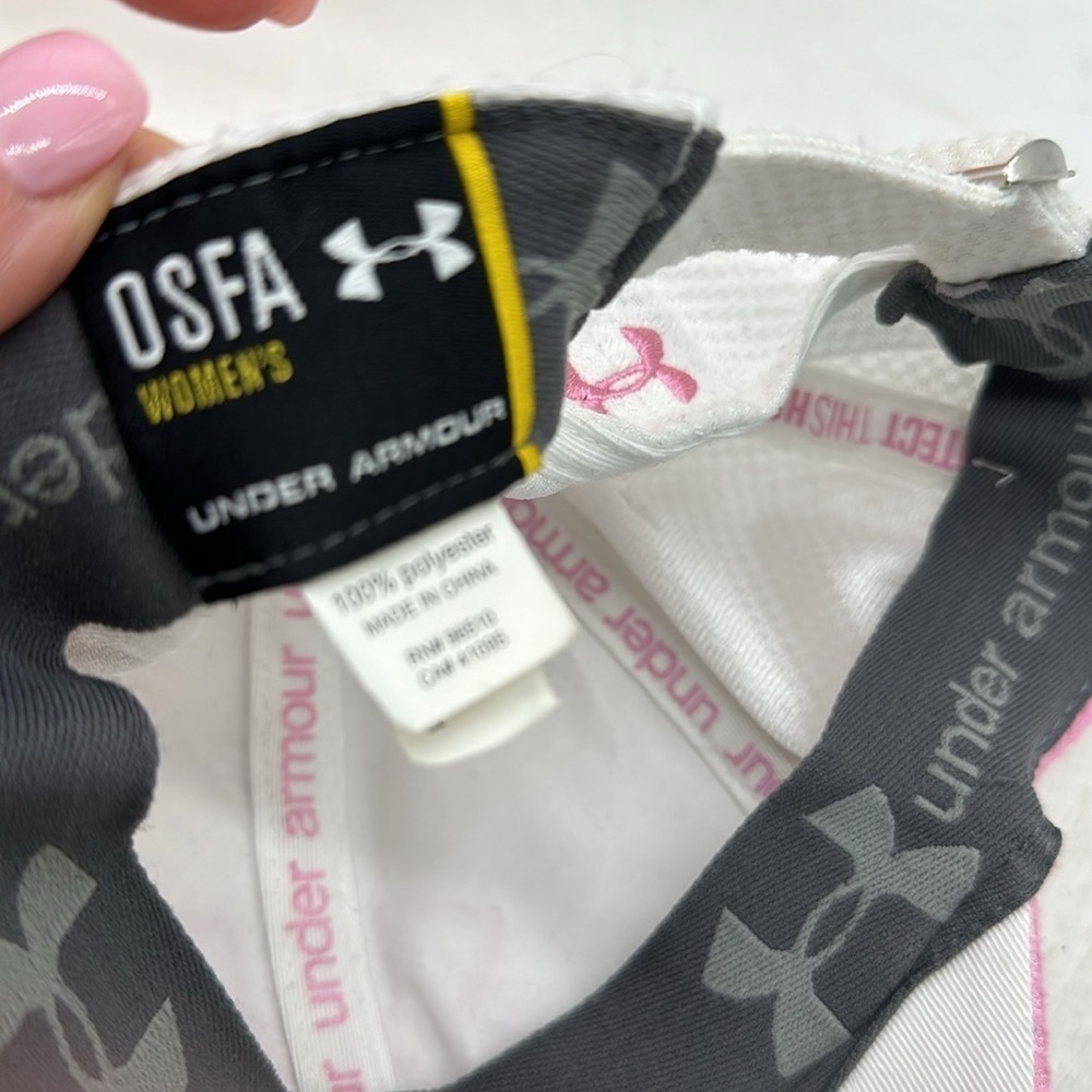 Under Armour Pink White Adjustable Logo Baseball Hat HT5230F - Picture 5 of 6